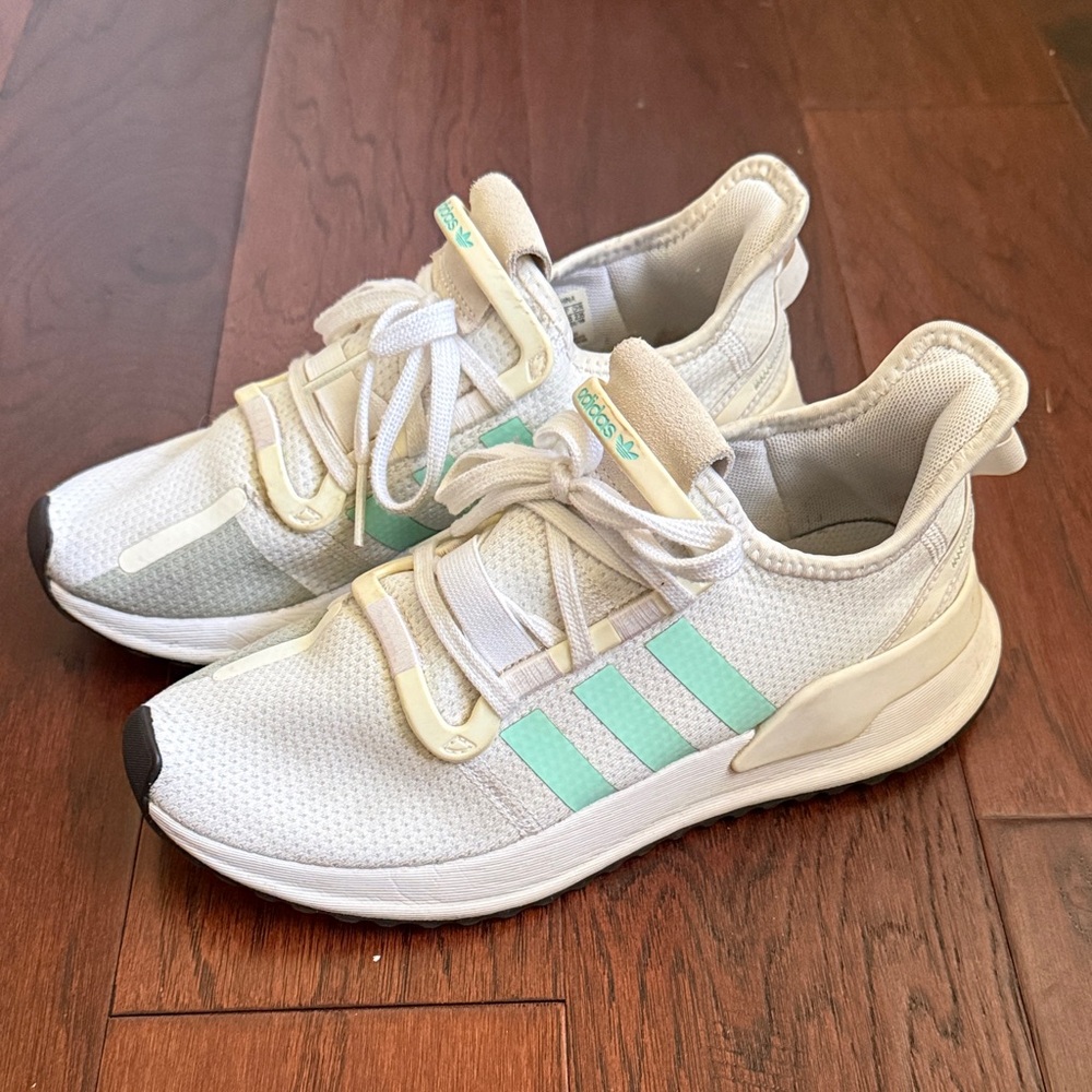 Adidas White and Light Green Sneakers